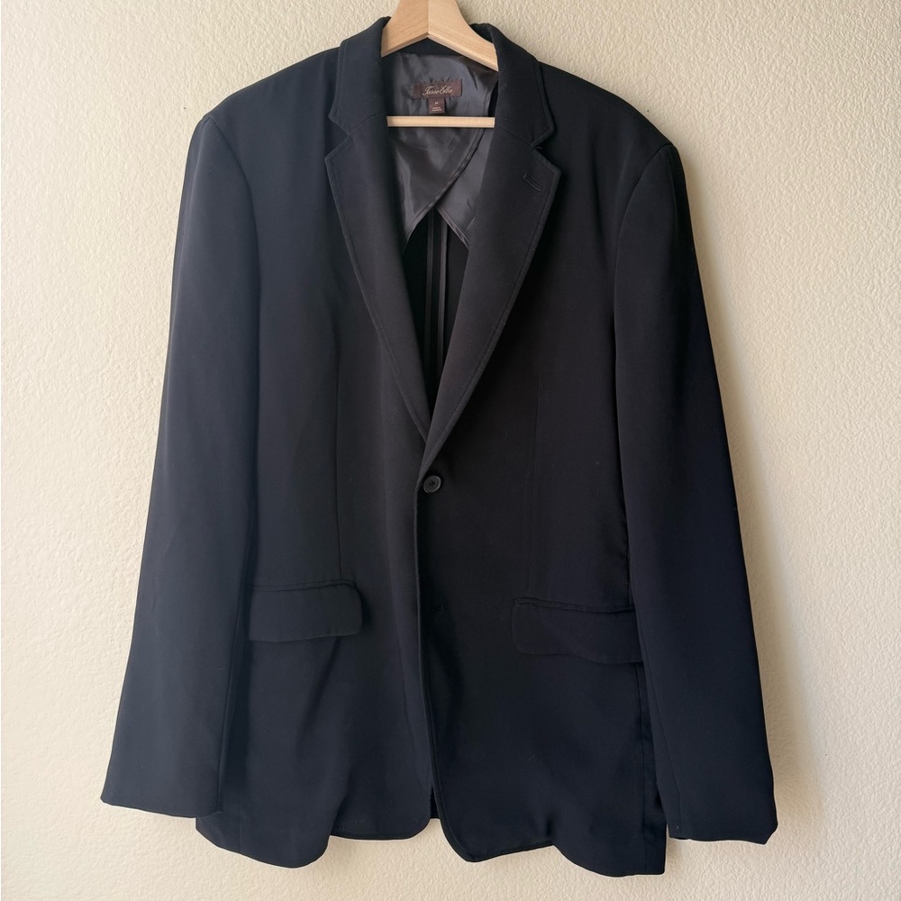 Tasso Elba Mens Blazer Size M Black Classic Suit Jacket Two Button - Picture 2 of 8